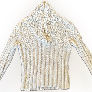 Eve | Cream Cable Knit Women Sweater with Pom Pom details